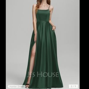JJs House Hunter Green Spaghetti Strap Dress